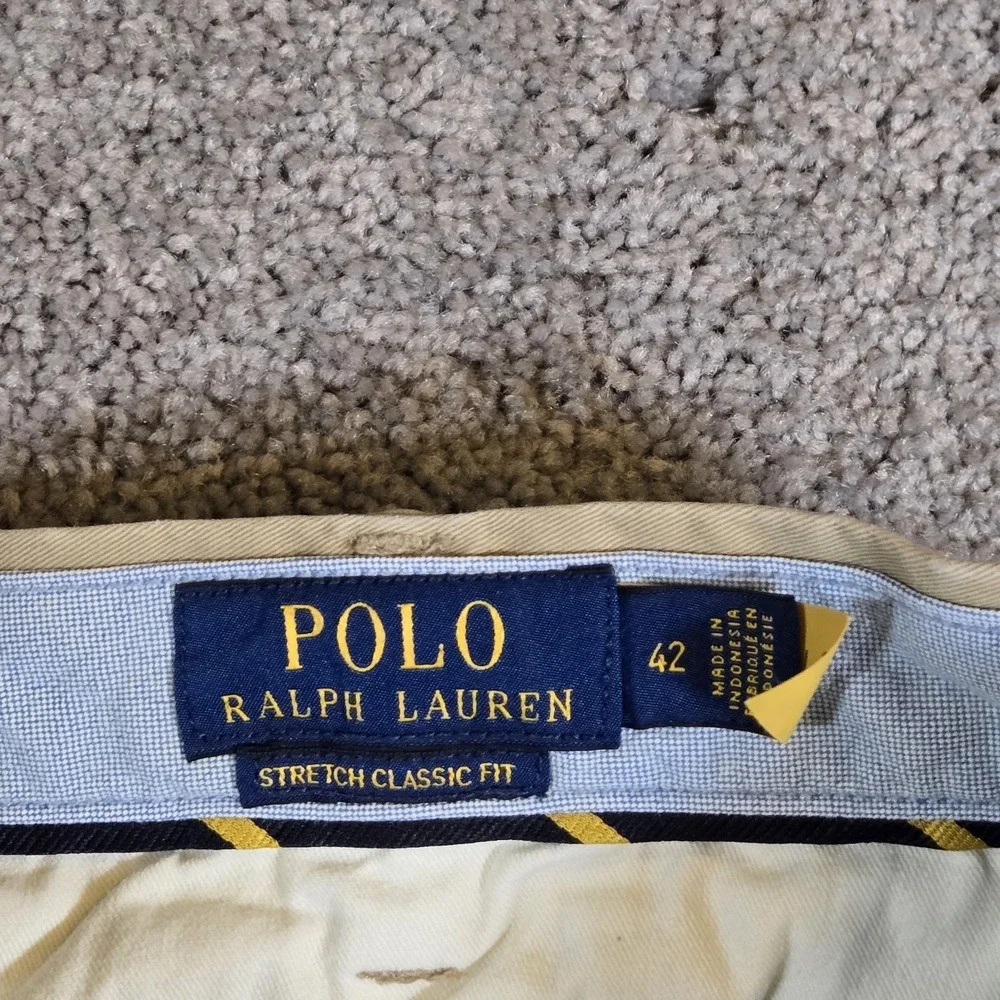 Polo Ralph Lauren Size 42 Men's Tan Stretch Classic Fit Khaki Chino Shorts
